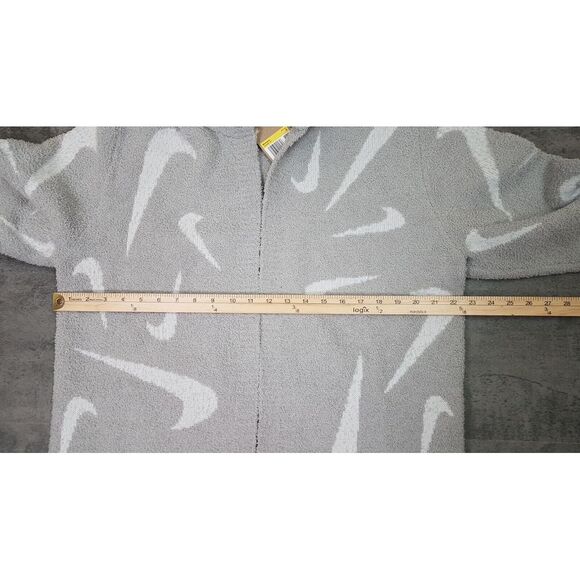 NIKE Phoenix Cozy Bouclé Long Knit Cardigan Sweater Womens SMALL Grey Swoosh - Picture 8 of 9
